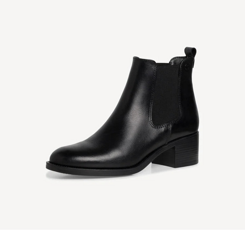 Tamaris Black Leather Ankle Boot