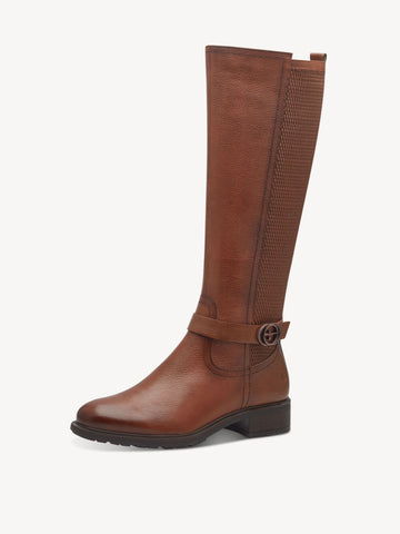 Tamaris Cognac Tan Leather Long Boots