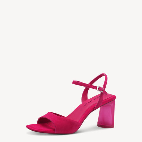 Tamaris Fucshia Leather Heeled Sandal