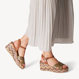 Marco Tozzi Olive Combination Wedge Sandal