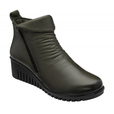 Lotus "Cordelia" Khaki Leather Ankle Boot