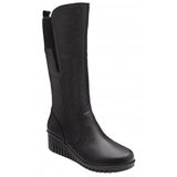 Lotus Fitzgerald Black Leather Wedge 3/4 Length Boot