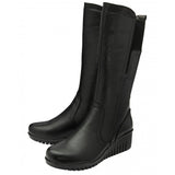 Lotus Fitzgerald Black Leather Wedge 3/4 Length Boot
