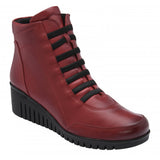 Lotus Myrthe Red Leather Wedge Ankle Boot