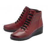Lotus Myrthe Red Leather Wedge Ankle Boot