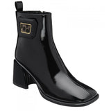 Lotus Quincy Black Patent Block Heel Ankle Boot