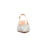 Lunar Milan Silver Diamante Block Heel Shoe
