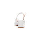 Lunar Milan Silver Diamante Block Heel Shoe