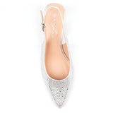 Lunar Milan Silver Diamante Block Heel Shoe
