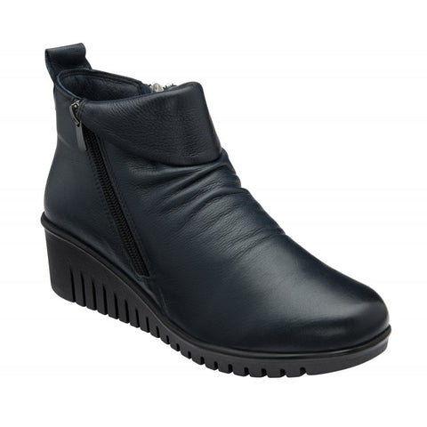 Lotus "Cordelia" Navy Leather Ankle Boot