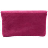 Lotus Rose Pink Suede Leather Clutch Bag