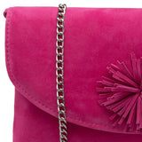 Lotus Rose Pink Suede Leather Clutch Bag
