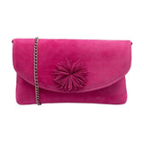 Lotus Rose Pink Suede Leather Clutch Bag