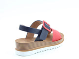 Heavenly Feet Pistachio Wedge Sandals in Navy and Red