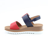 Heavenly Feet Pistachio Wedge Sandals in Navy and Red
