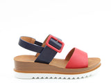 Heavenly Feet Pistachio Wedge Sandals in Navy and Red