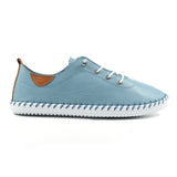 Lunar St Ives Light Blue Leather Plimsoll