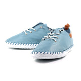 Lunar St Ives Light Blue Leather Plimsoll