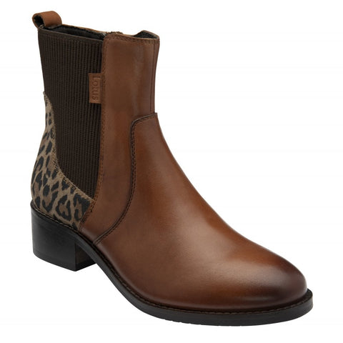 Lotus Lindley Tan and Print Leather Ankle Boot