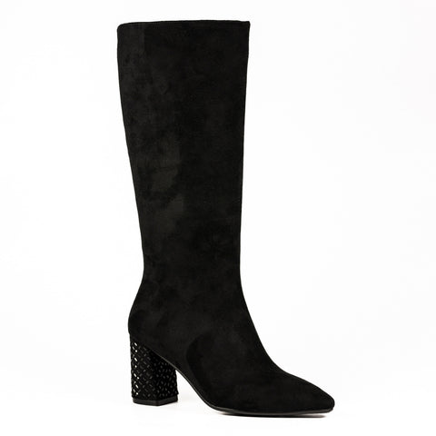 Lunar Witham Long Black Sparkle Heeled Boot