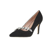 Lotus Black "Alyssa" Diamante Trim Court Shoe
