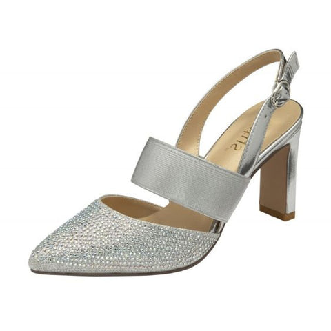 Lotus "Joie" Silver Diamante Sling back