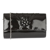 Lotus Aria Black Patent Clutch Bag