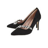 Lotus Black "Alyssa" Diamante Trim Court Shoe