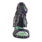 Poetic License - Black and Purple "Typhoon" Snake Detail High Heel Sandal with Ankle Strap