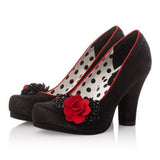 Ruby Shoo "Eva" Noir & Red Block Heel Court