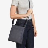 Yoshi "Bryant" Leather Crossbody Bag in Navy