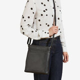 Yoshi "Bryant" Leather Crossbody Bag in Black