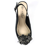 Lunar Ankara Black Peep Toe Sling Back