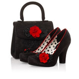 Ruby Shoo "Eva" Noir & Red Block Heel Court
