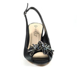 Lunar Ankara Black Peep Toe Sling Back