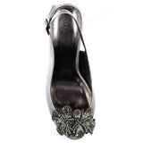 Lunar Ankara Grey Peep Toe Sling Back