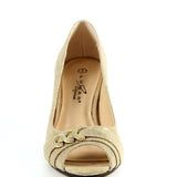 Lunar " Lyla" Pale Gold Peep Toe Court Shoe